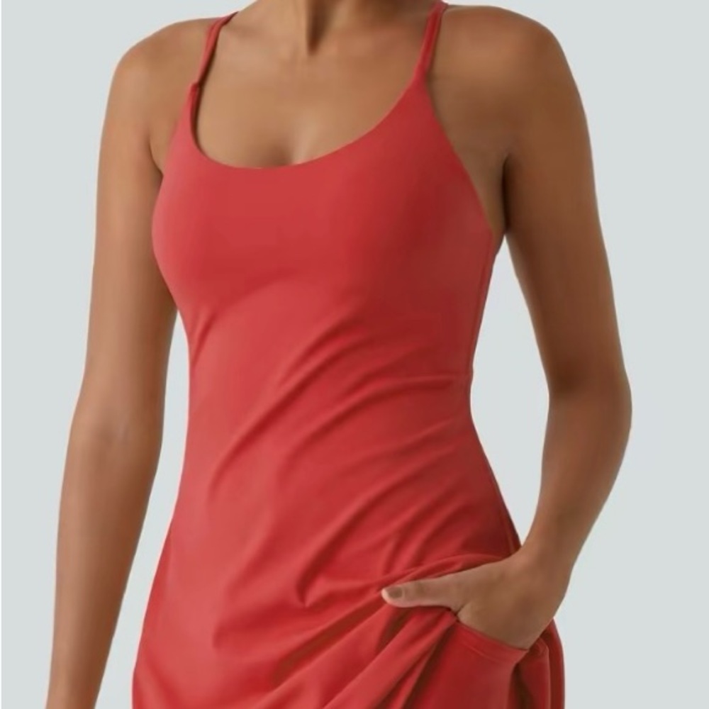 HALARA Red Athletic Dress with Built-in Shorts